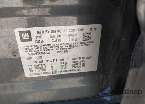 2018 Chevrolet Trax Lt from USA, damaged, VIN KL7CJPSBXJB693938